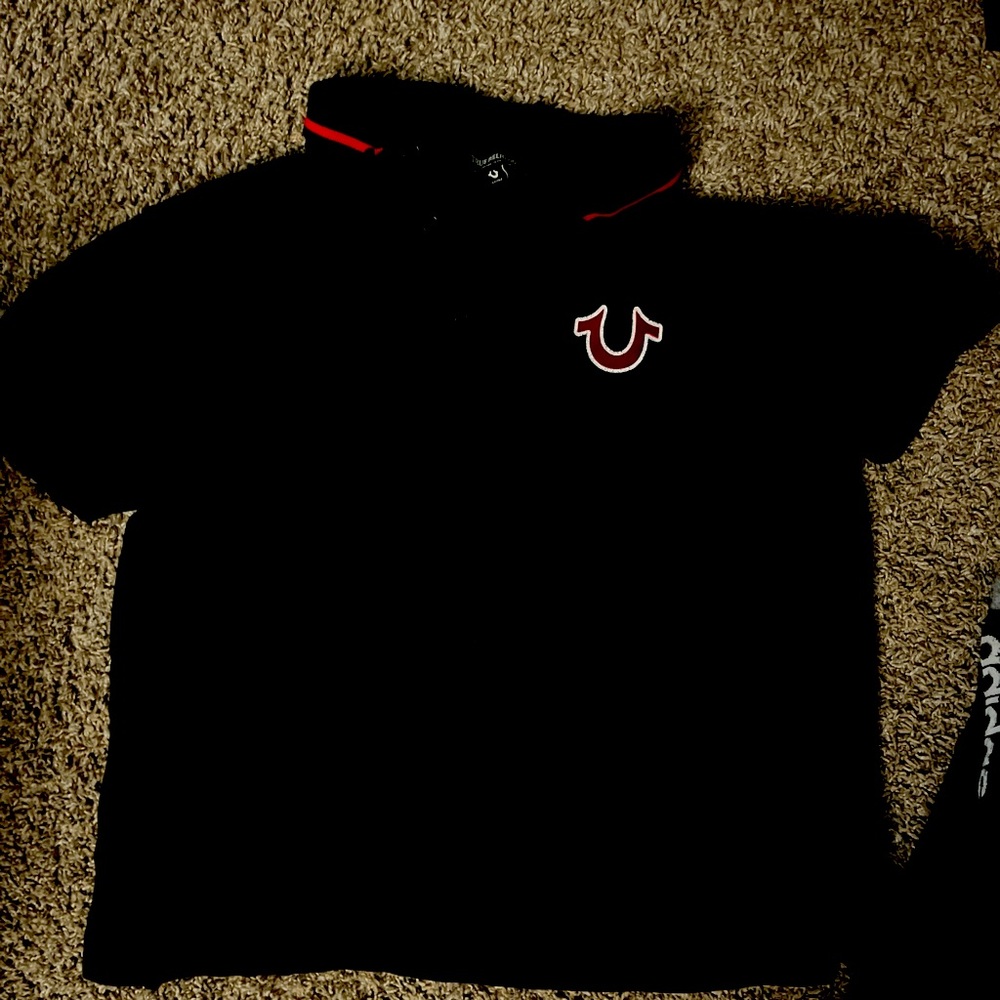True Religion Black Polo with Red Trim
